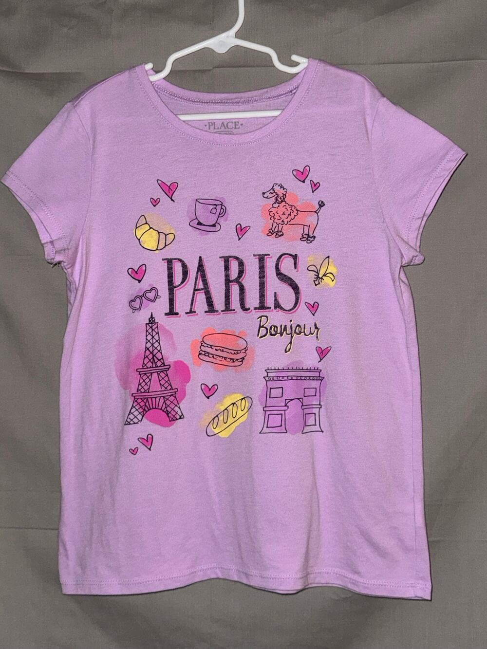 The Children’s Place Girls Paris Bonjour Poodle Purple T-shirt, Size L (10/12)